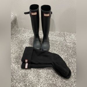 Hunter boots with boot socks